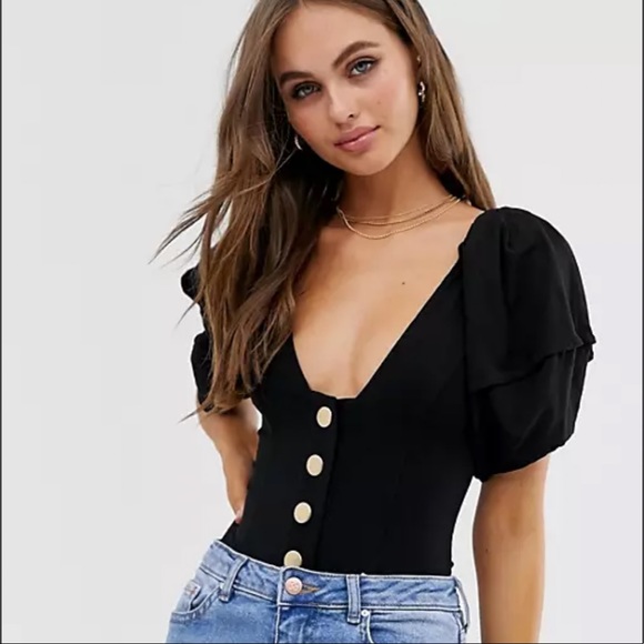 Free people Not so Basic Puff Sleeve Bodysuit - Picture 1 of 11